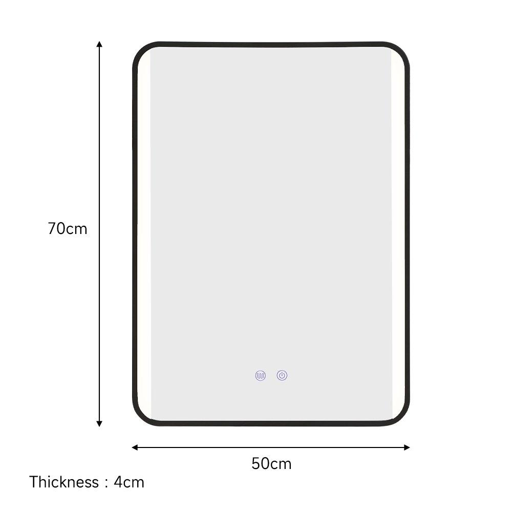 Black - Kabinet UK - Framed Retangular LED Light Bathroom Vanity Mirror - 7