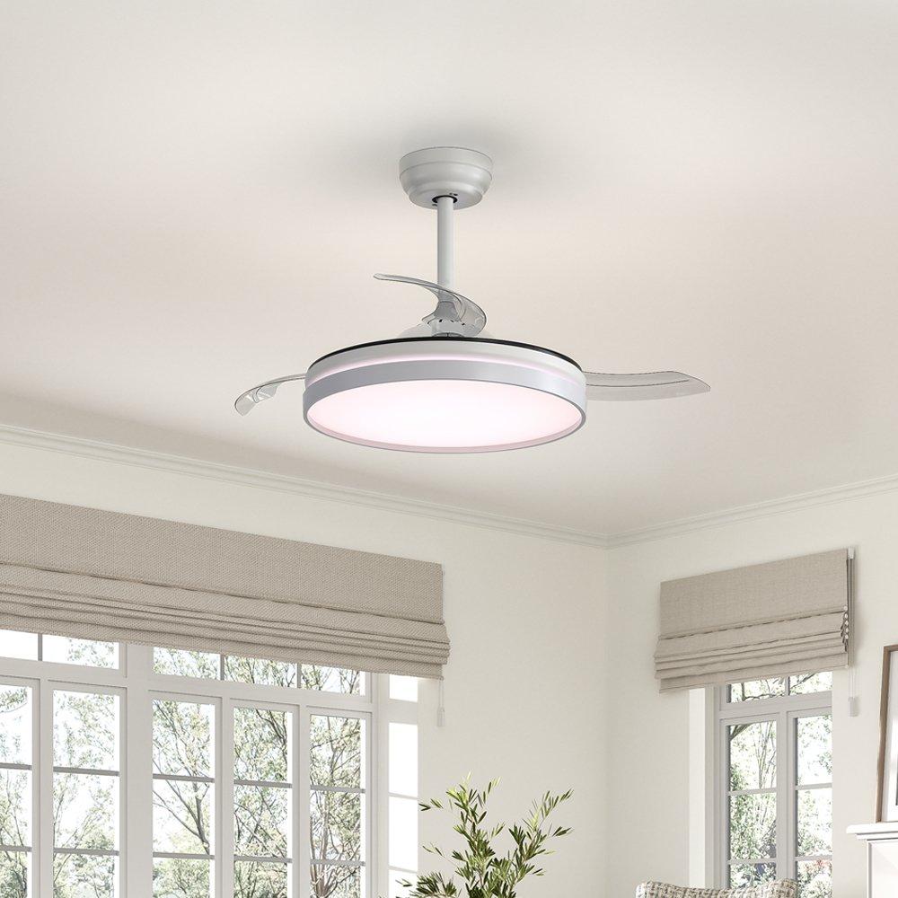 White - Kabinet UK - Acrylic Ceiling Fan Light with Retracted Blades - 1