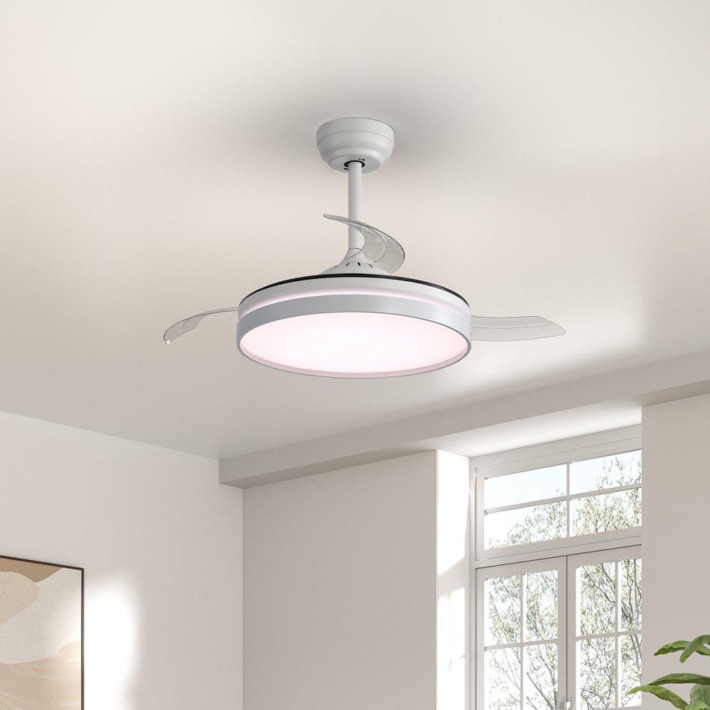 White - Kabinet UK - Acrylic Ceiling Fan Light with Retracted Blades - 2