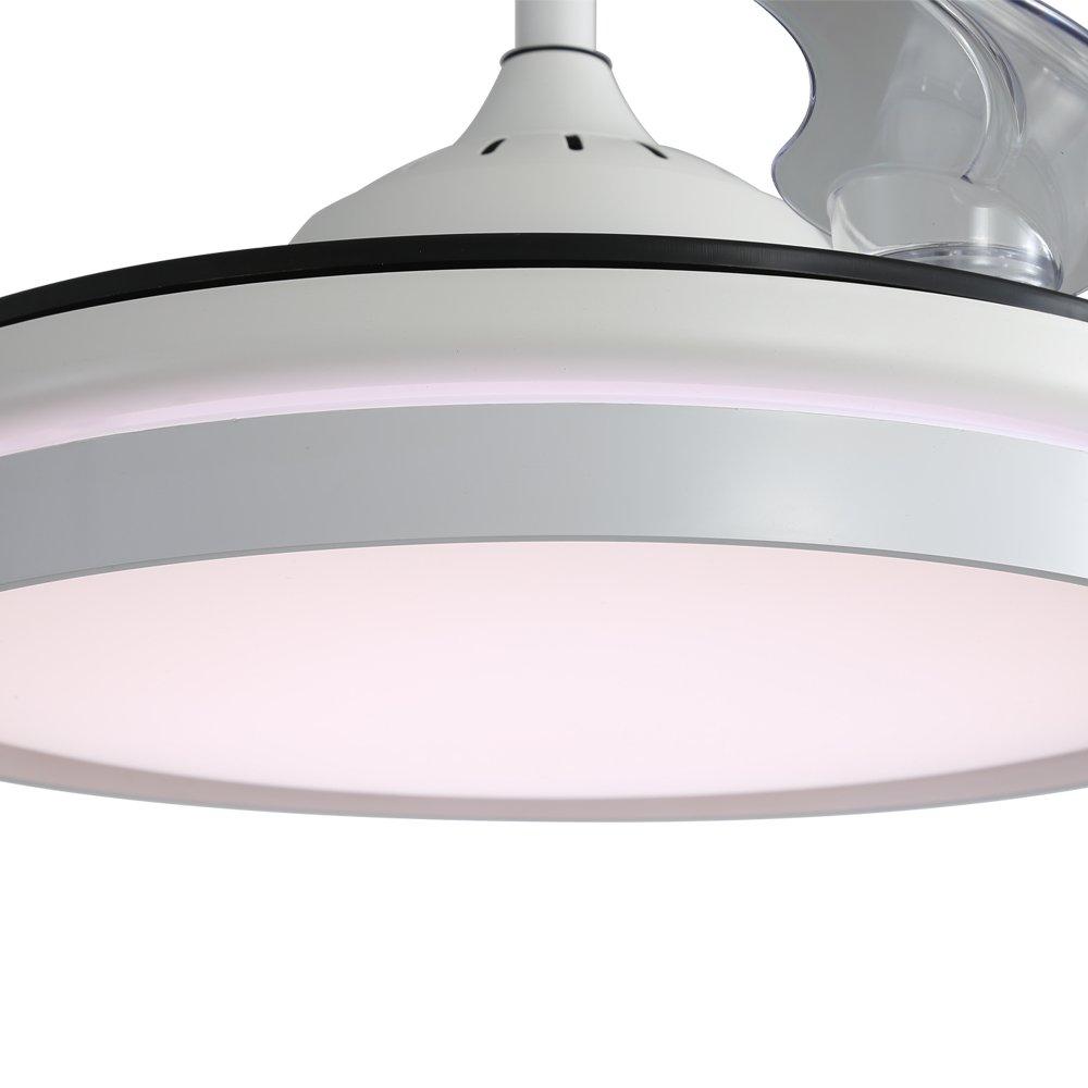 White - Kabinet UK - Acrylic Ceiling Fan Light with Retracted Blades - 6