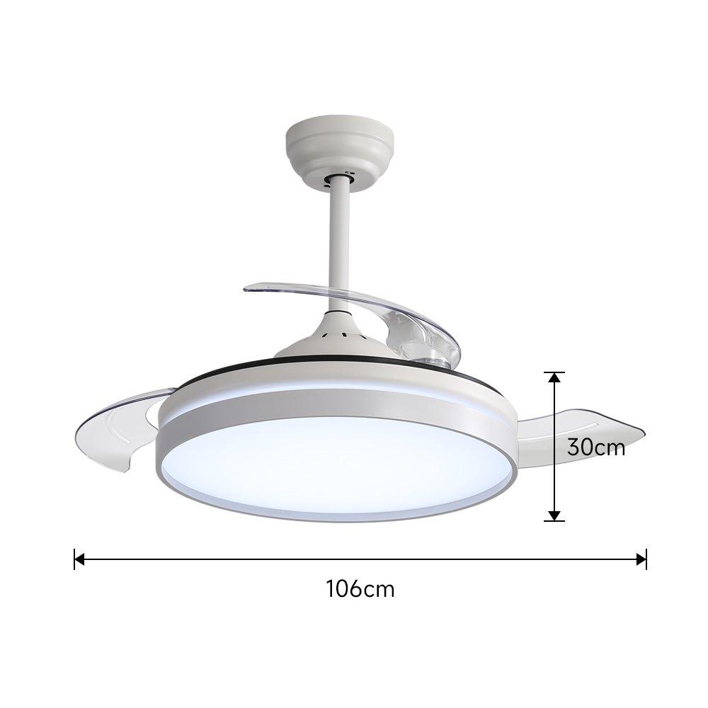 White - Kabinet UK - Acrylic Ceiling Fan Light with Retracted Blades - 9
