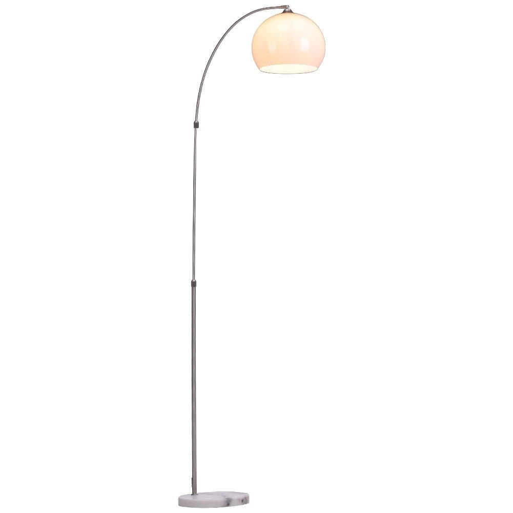 Kabinet Uk  Modern Arched Floor Lamp With Marble Base - White