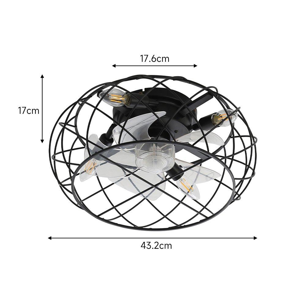 Black - Kabinet UK - Black Cage Ceiling Fan Light - 7