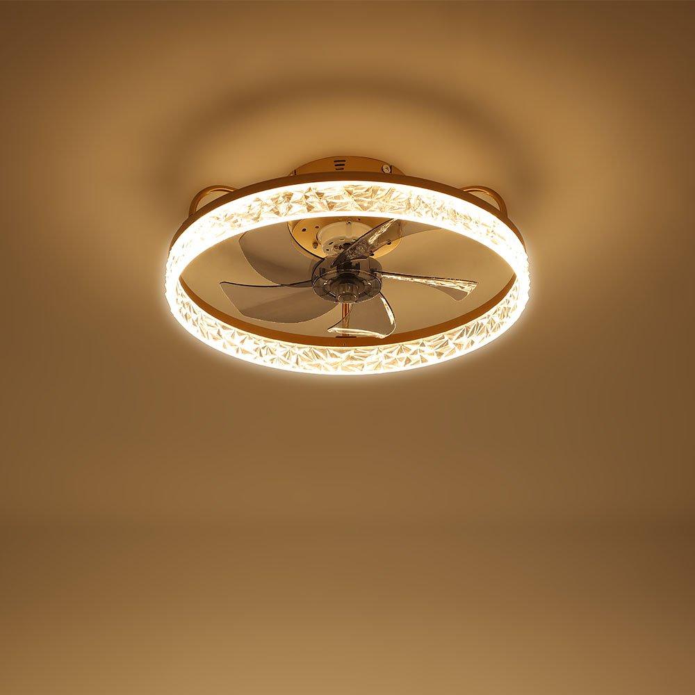 Gold - Kabinet UK - Modern Round Crystal Ceiling Fan with Light - 1