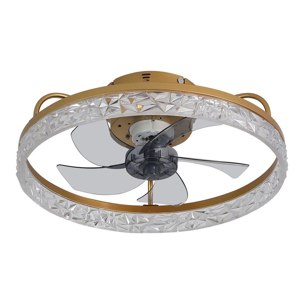 Gold - Kabinet UK - Modern Round Crystal Ceiling Fan with Light - 2