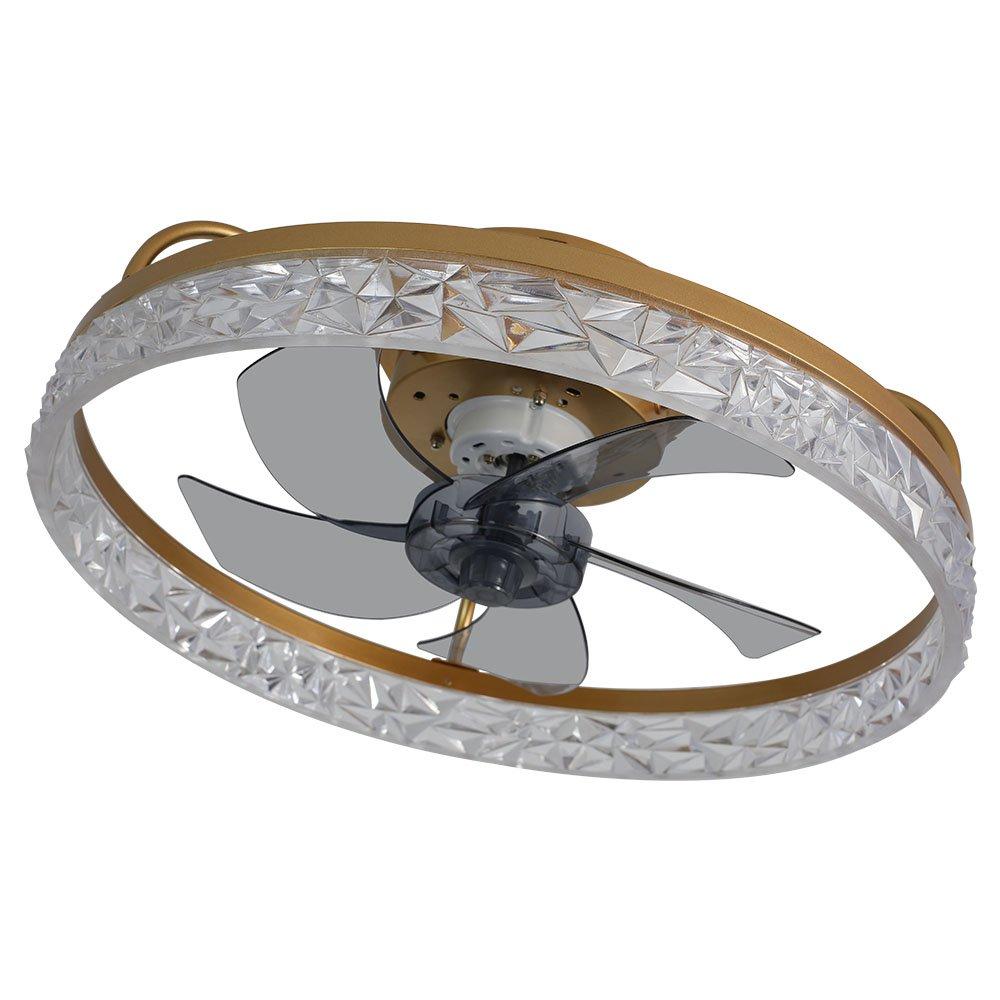 Gold - Kabinet UK - Modern Round Crystal Ceiling Fan with Light - 3