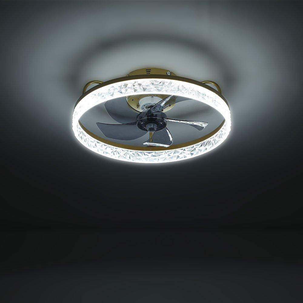 Gold - Kabinet UK - Modern Round Crystal Ceiling Fan with Light - 4