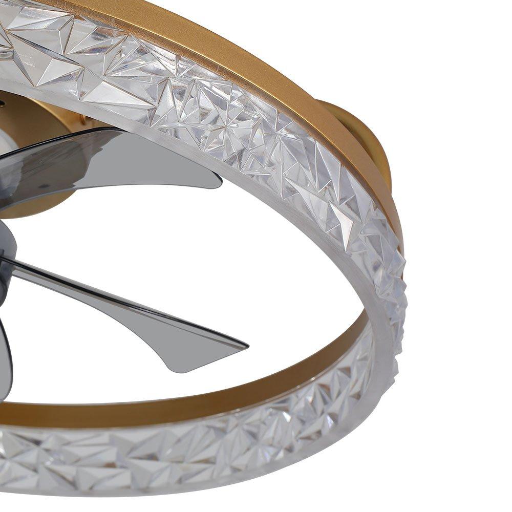 Gold - Kabinet UK - Modern Round Crystal Ceiling Fan with Light - 5