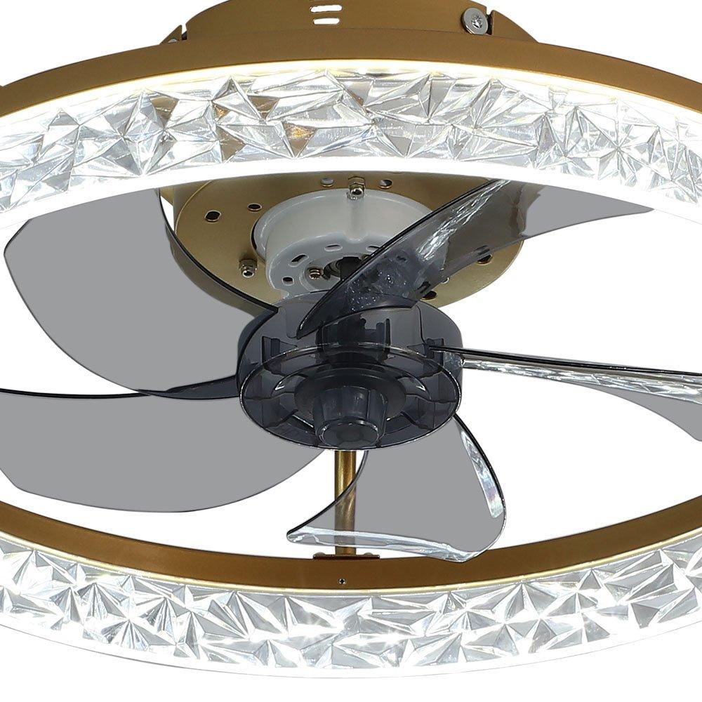 Gold - Kabinet UK - Modern Round Crystal Ceiling Fan with Light - 6