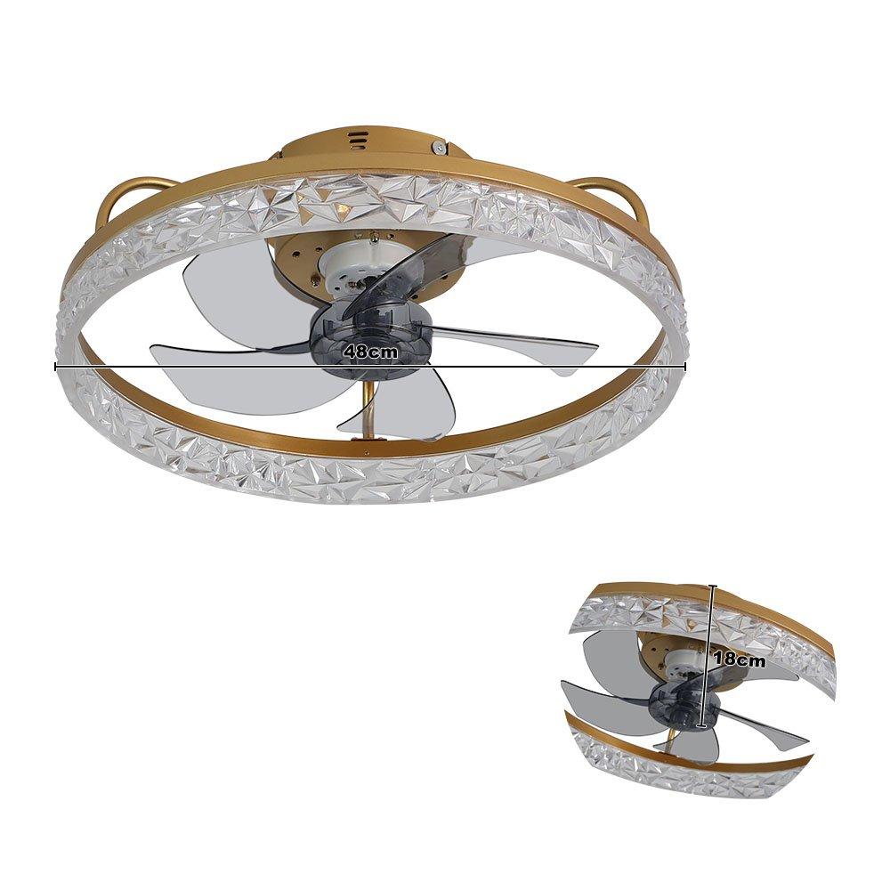 Gold - Kabinet UK - Modern Round Crystal Ceiling Fan with Light - 7