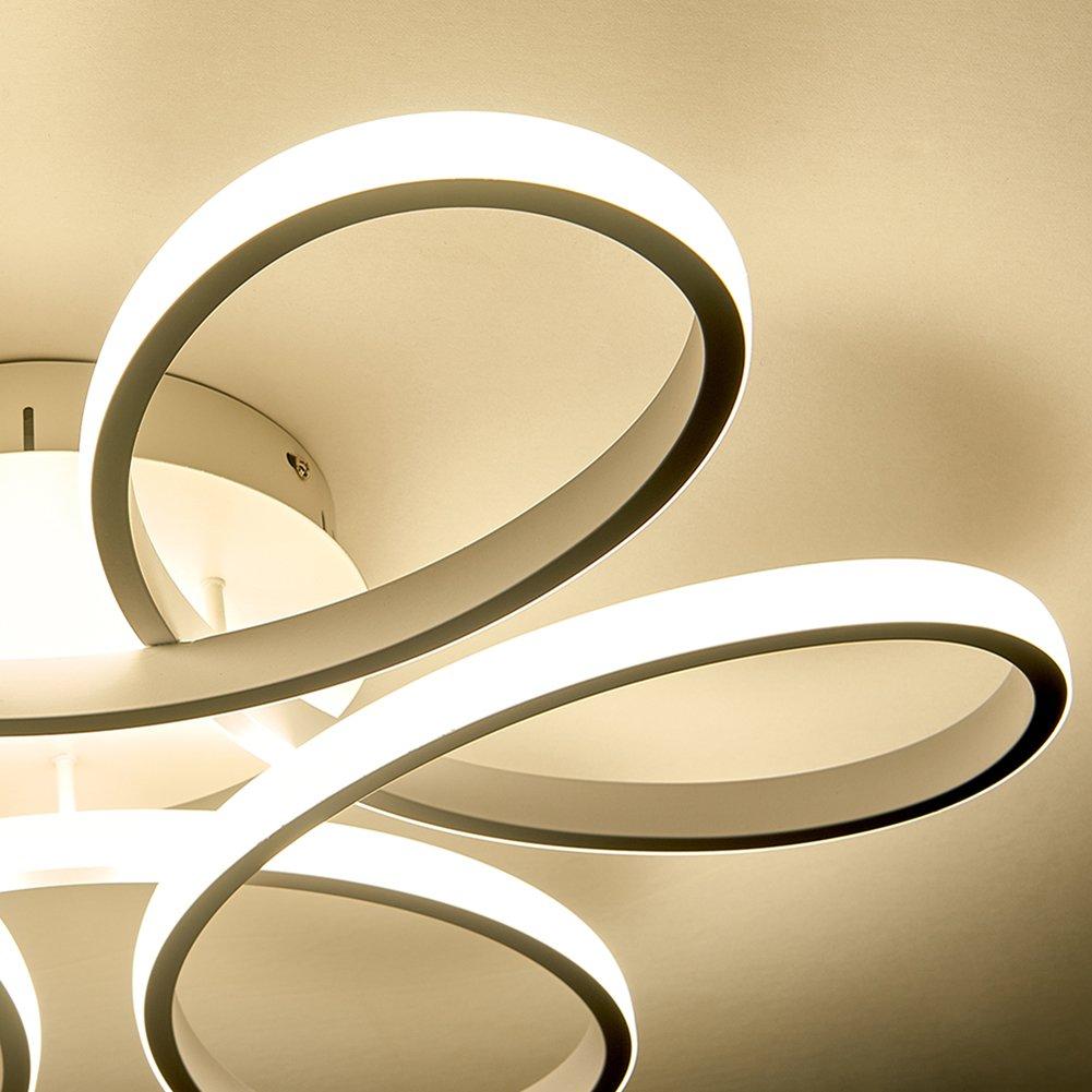 White - Kabinet UK - Modern Acrylic Petal LED Semi-Flush Ceiling Light - 5