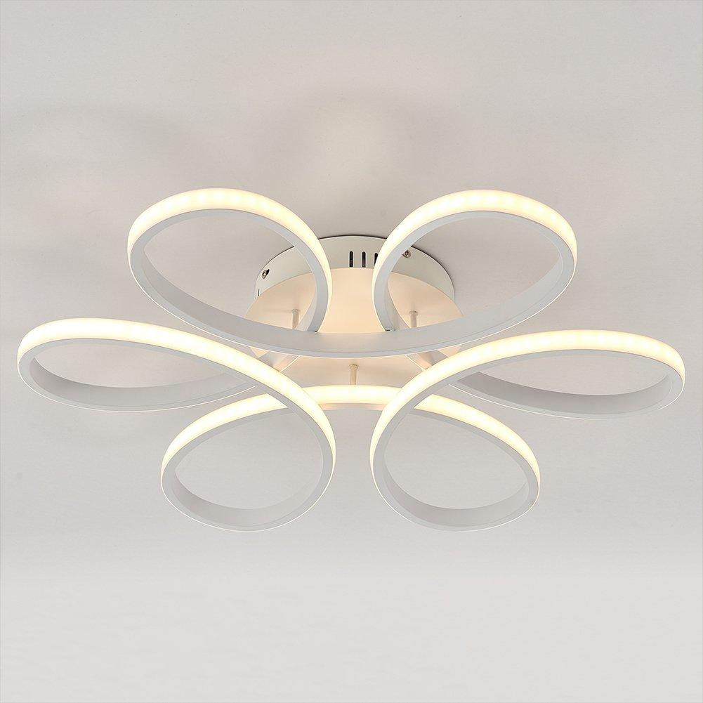 White - Kabinet UK - Modern Acrylic Petal LED Semi-Flush Ceiling Light - 2