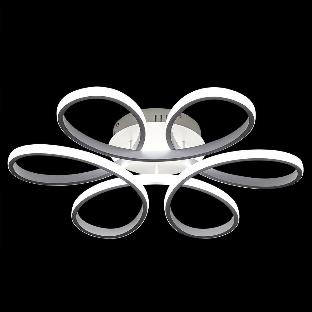 White - Kabinet UK - Modern Acrylic Petal LED Semi-Flush Ceiling Light - 3