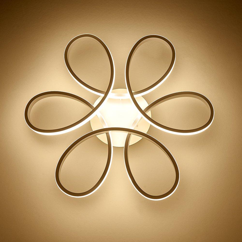 White - Kabinet UK - Modern Acrylic Petal LED Semi-Flush Ceiling Light - 4