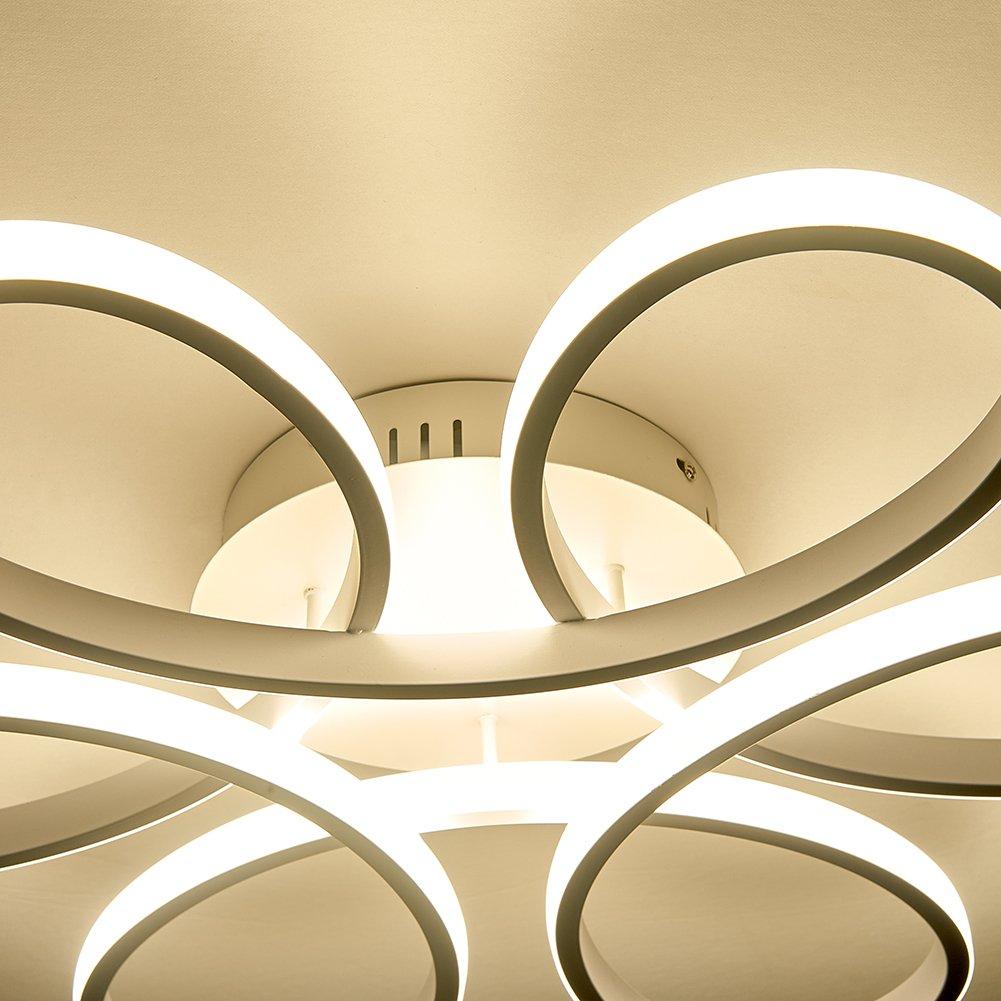 White - Kabinet UK - Modern Acrylic Petal LED Semi-Flush Ceiling Light - 6