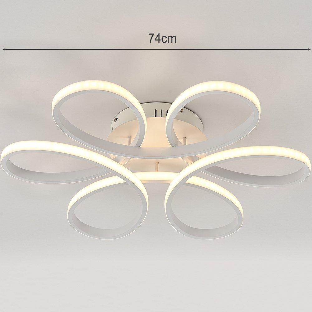White - Kabinet UK - Modern Acrylic Petal LED Semi-Flush Ceiling Light - 7