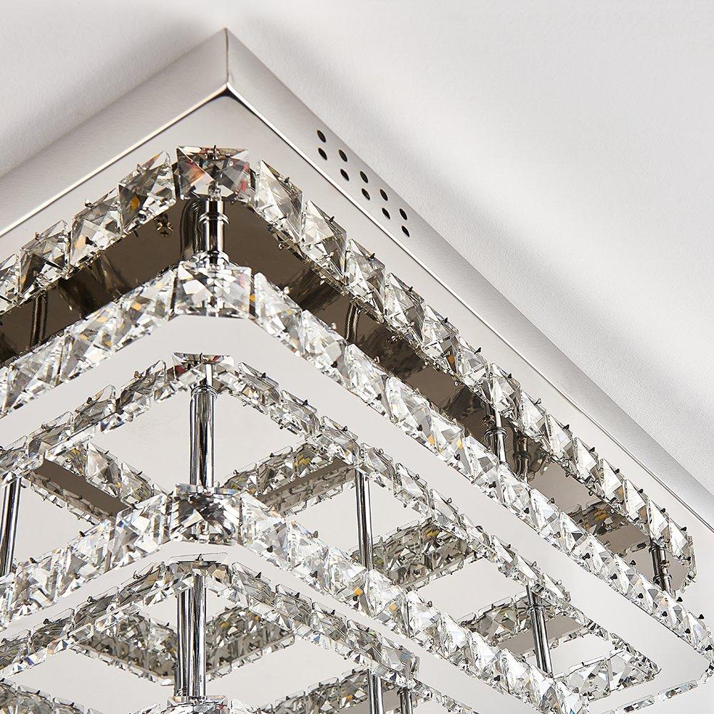 Silver - Kabinet UK - Square Large Glamorous Crystal LED Ceiling Light - 4