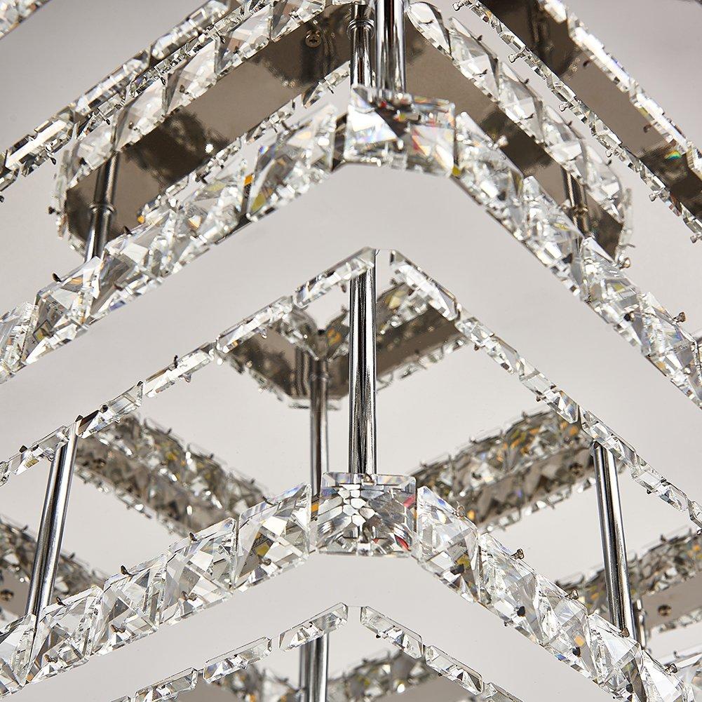 Silver - Kabinet UK - Square Large Glamorous Crystal LED Ceiling Light - 5