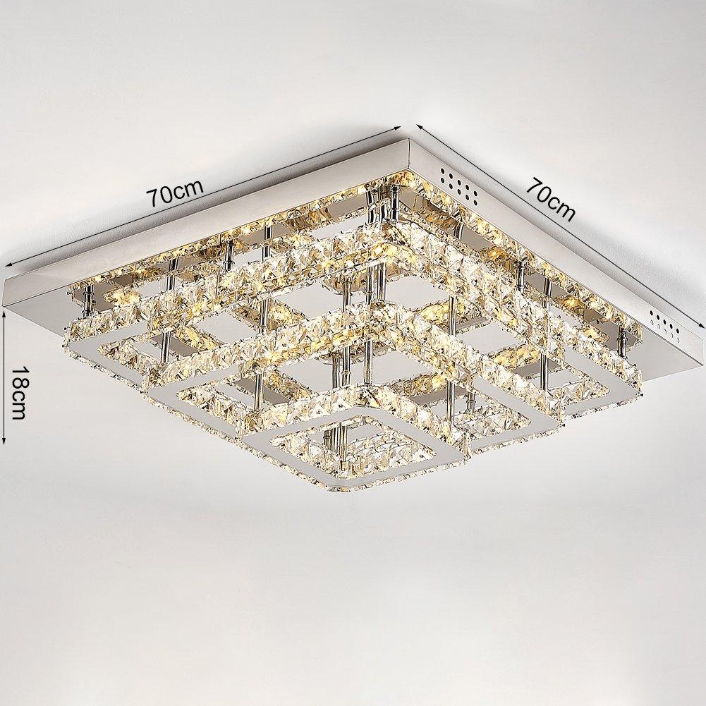 Silver - Kabinet UK - Square Large Glamorous Crystal LED Ceiling Light - 6