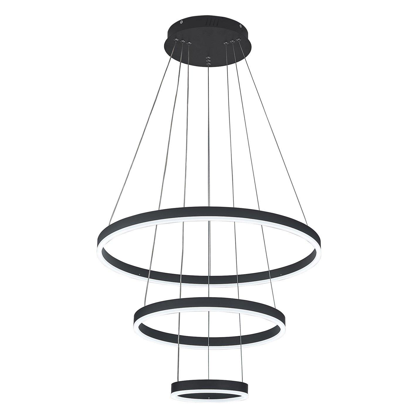 Black - Kabinet UK - Modern 3-Ring Aluminum Round LED Pendant Light - 3