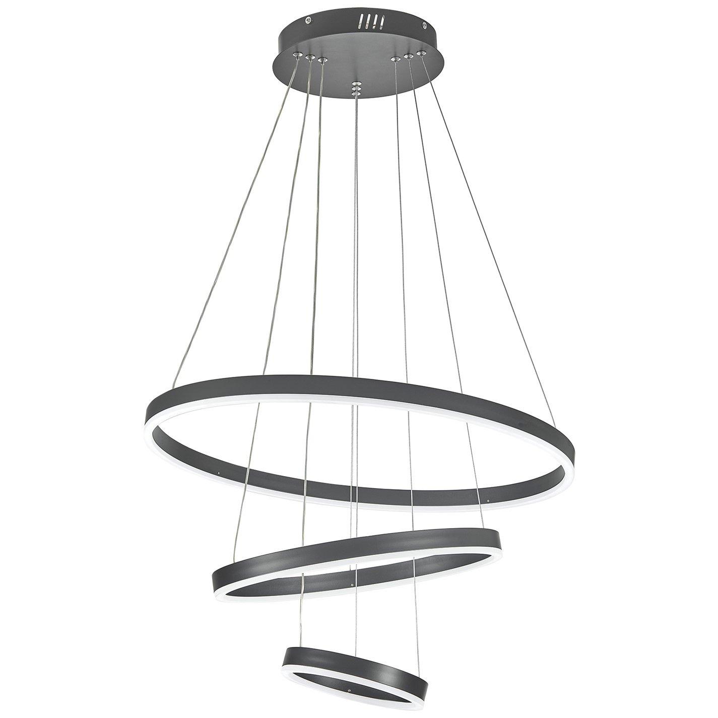 Black - Kabinet UK - Modern 3-Ring Aluminum Round LED Pendant Light - 4