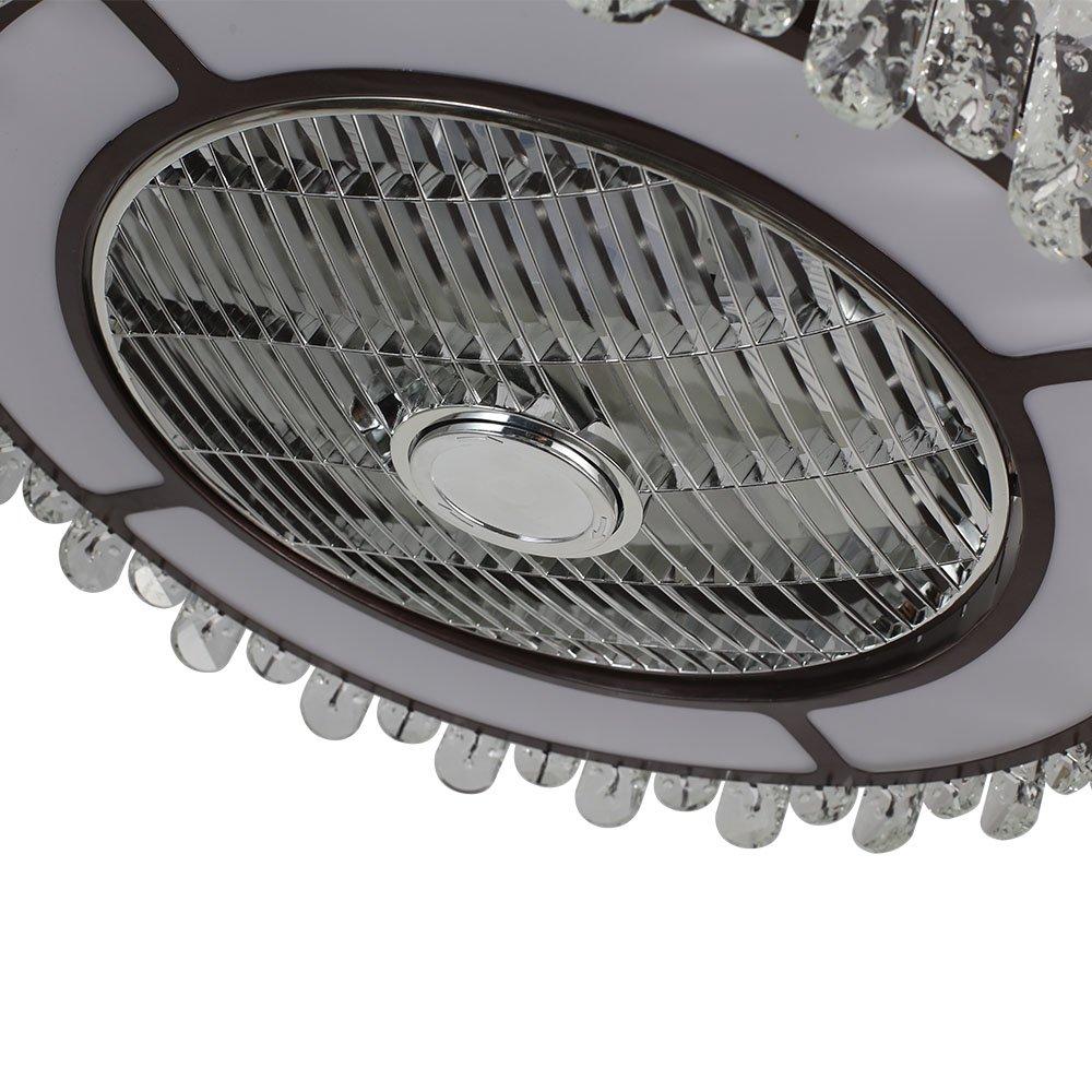 Brown - Kabinet UK - Round Crystal Flush Mount LED Ceiling Fan Light - 4