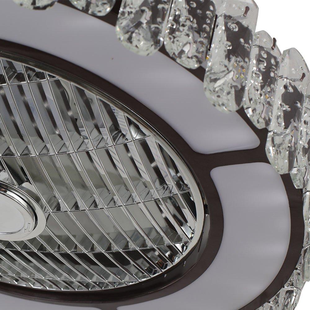 Brown - Kabinet UK - Round Crystal Flush Mount LED Ceiling Fan Light - 5