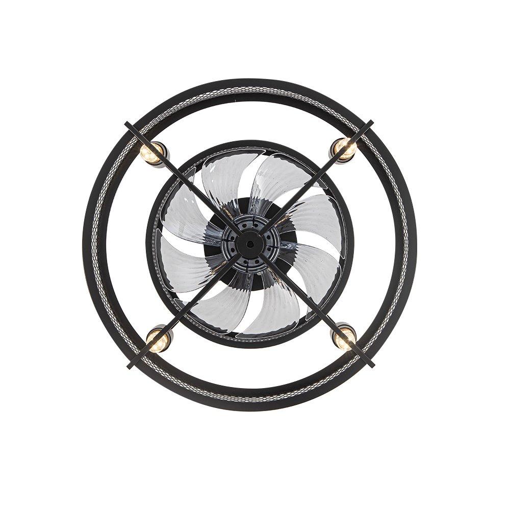 Black - Kabinet UK - Black Metal Industrial Ceiling Fan with Lights - 4