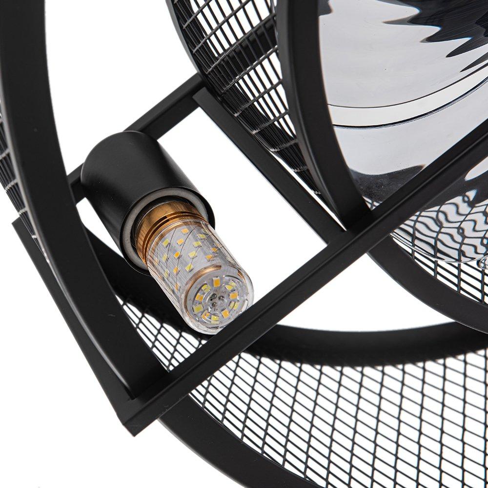 Black - Kabinet UK - Black Metal Industrial Ceiling Fan with Lights - 5