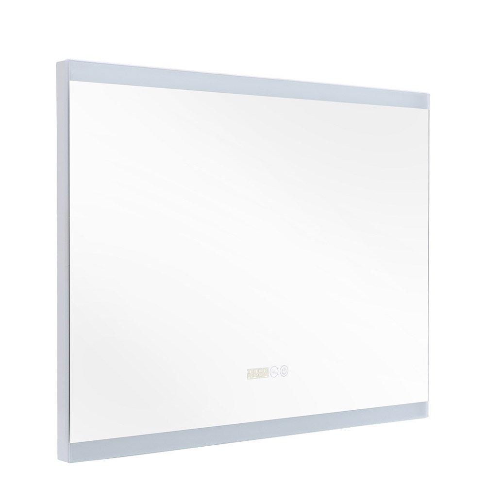 White - Kabinet UK - Rectangular Anti-Fog LED Vanity Mirror with Clock - 2