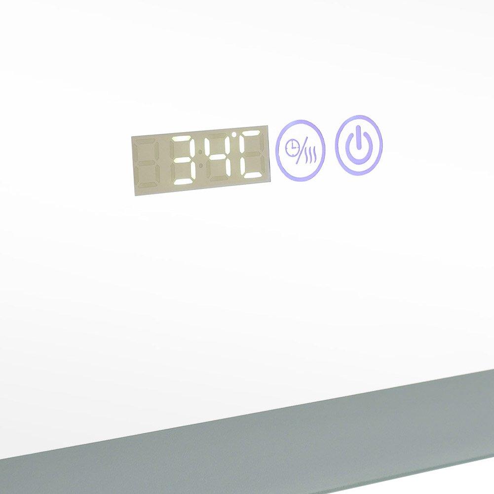 White - Kabinet UK - Rectangular Anti-Fog LED Vanity Mirror with Clock - 5
