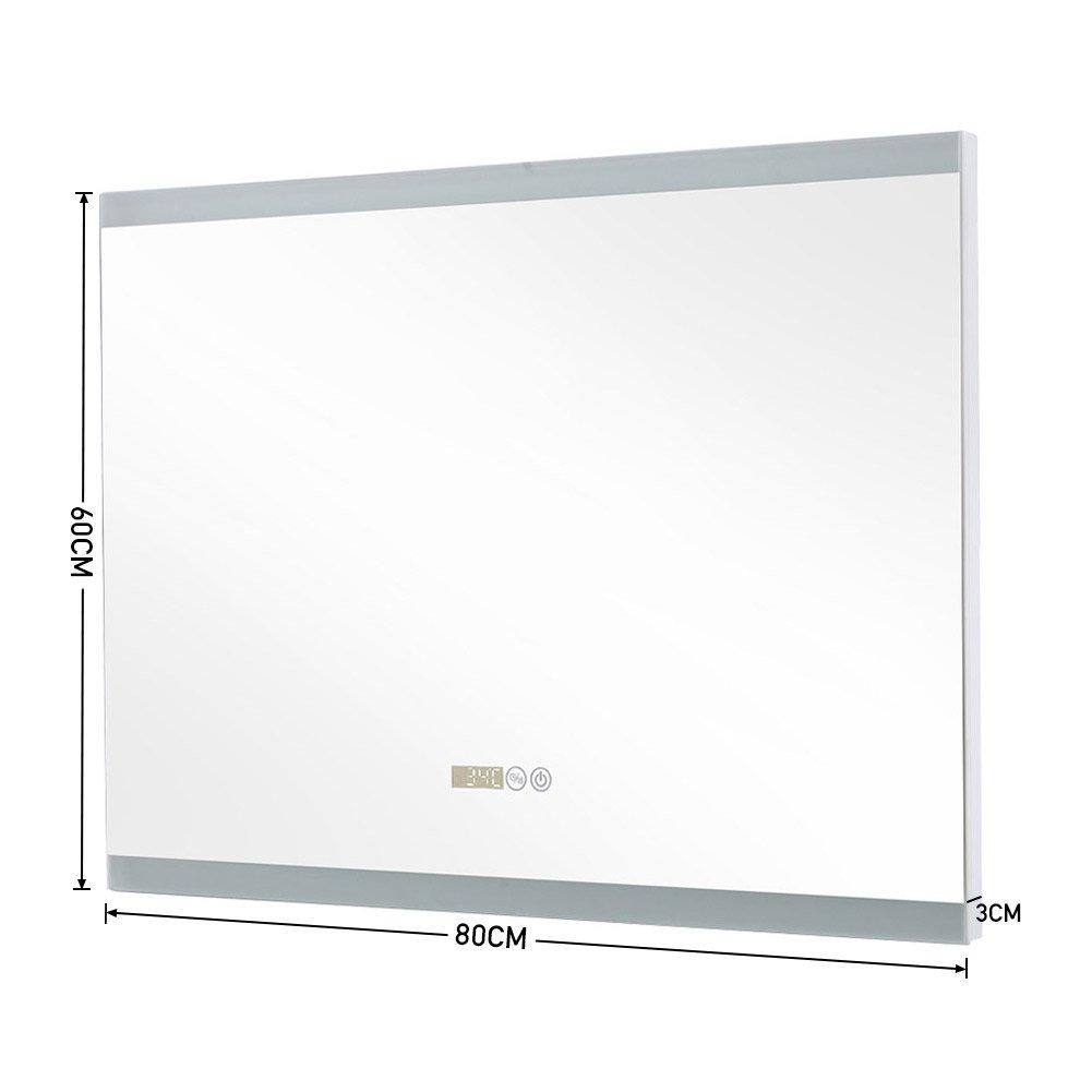 White - Kabinet UK - Rectangular Anti-Fog LED Vanity Mirror with Clock - 8