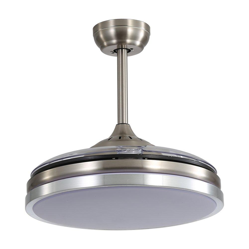 Silver - Kabinet UK - Acrylic Ceiling Fan Light with Retractable Blades - 3