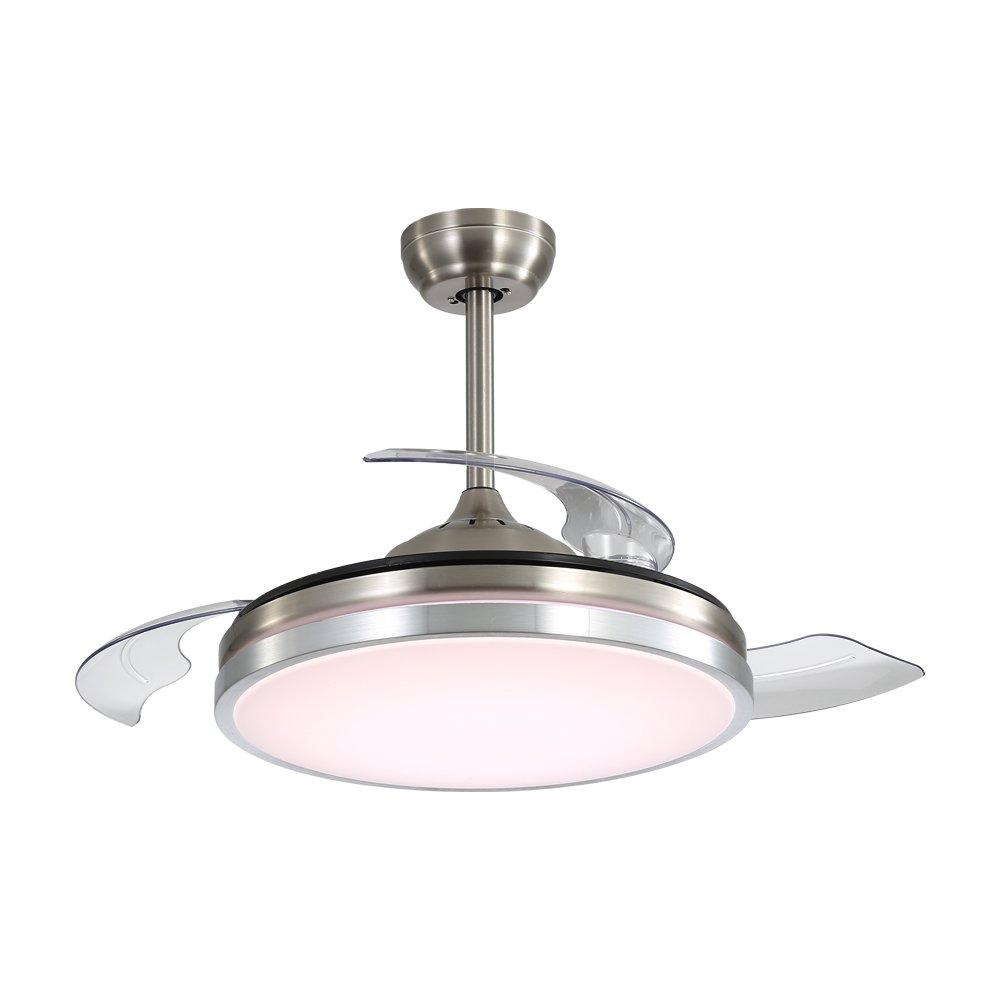Silver - Kabinet UK - Acrylic Ceiling Fan Light with Retractable Blades - 4