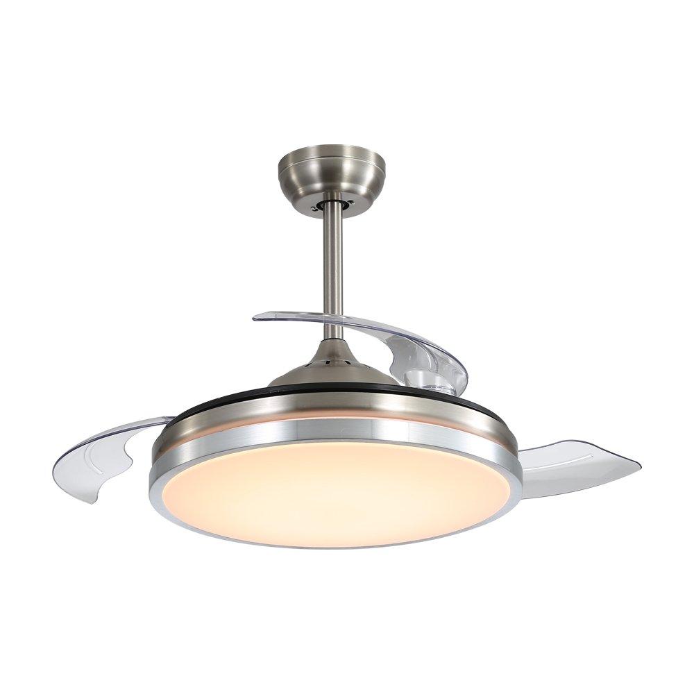 Silver - Kabinet UK - Acrylic Ceiling Fan Light with Retractable Blades - 5