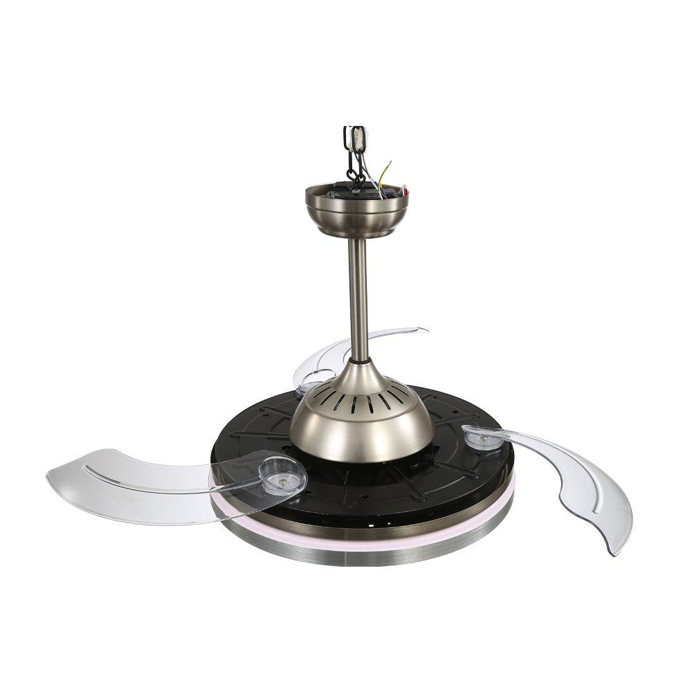 Silver - Kabinet UK - Acrylic Ceiling Fan Light with Retractable Blades - 6
