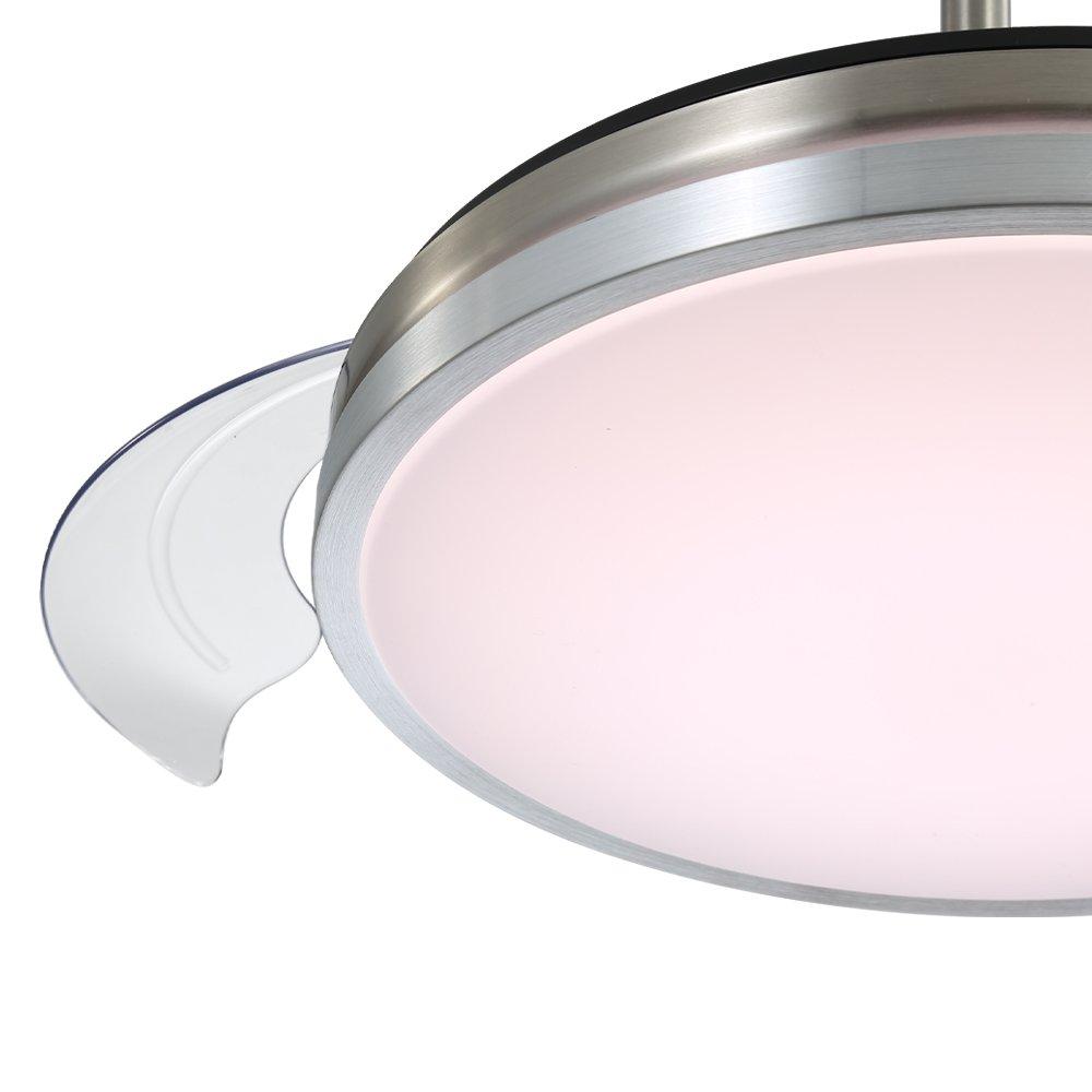 Silver - Kabinet UK - Acrylic Ceiling Fan Light with Retractable Blades - 7