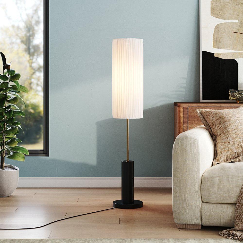 Kabinet Uk  Simple Retro Floor Lamp With Fabric Lampshade - Black