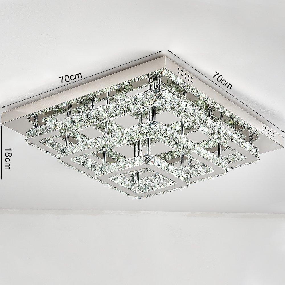 Silver - Kabinet UK - Large Square Crystal LED Ceiling Light - 4