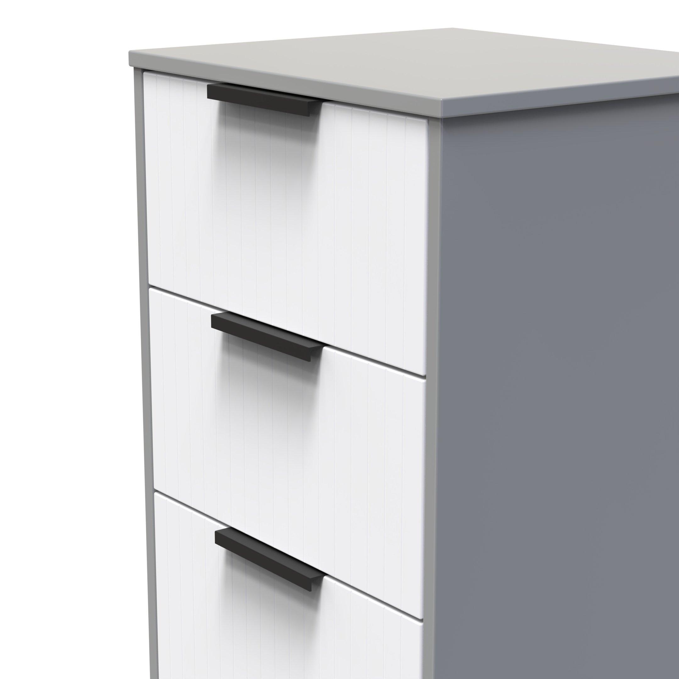 White Matt & Du - Welcome Furniture - Nashville 5 Drawer Bedside Cabinet - 4