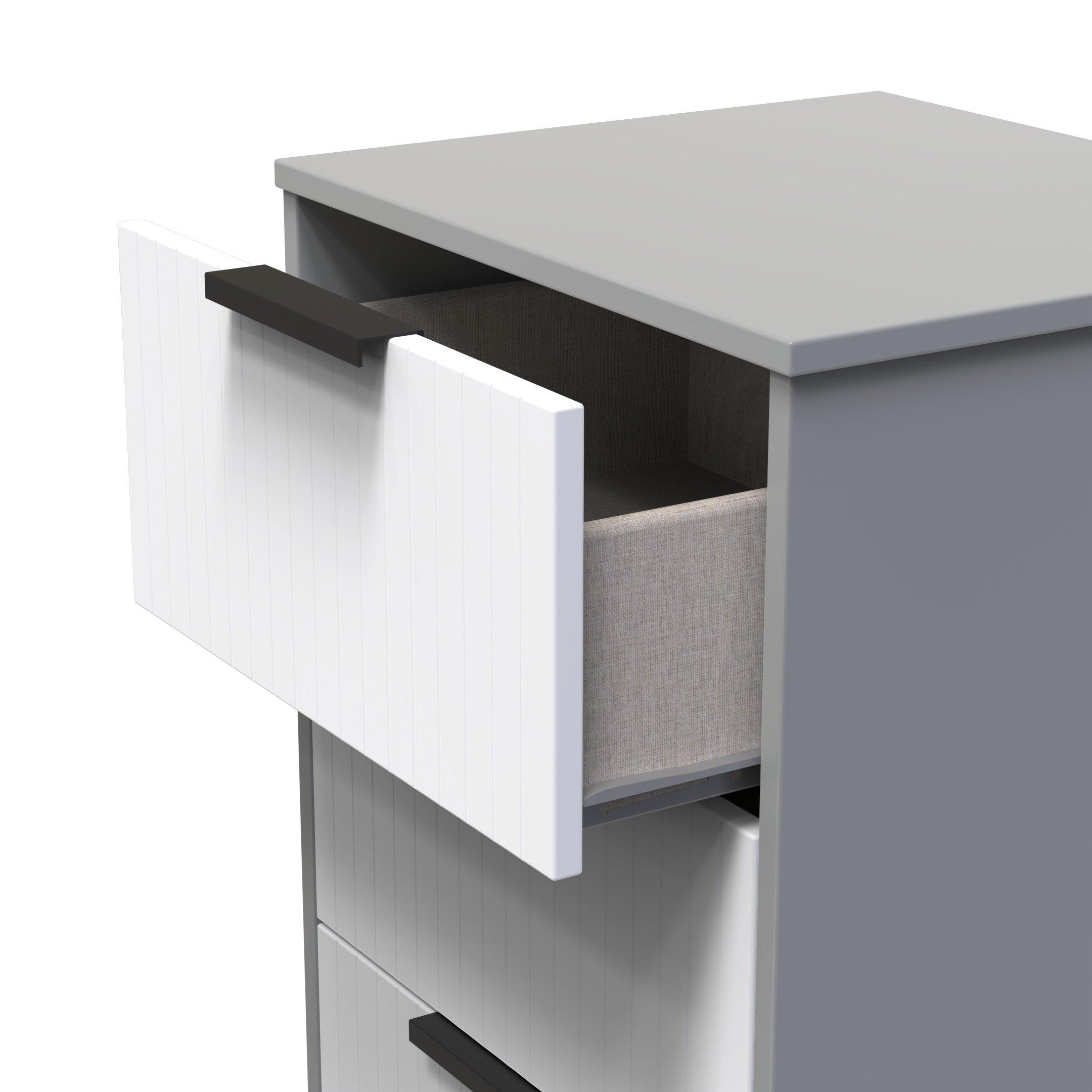 White Matt & Du - Welcome Furniture - Nashville 5 Drawer Bedside Cabinet - 5