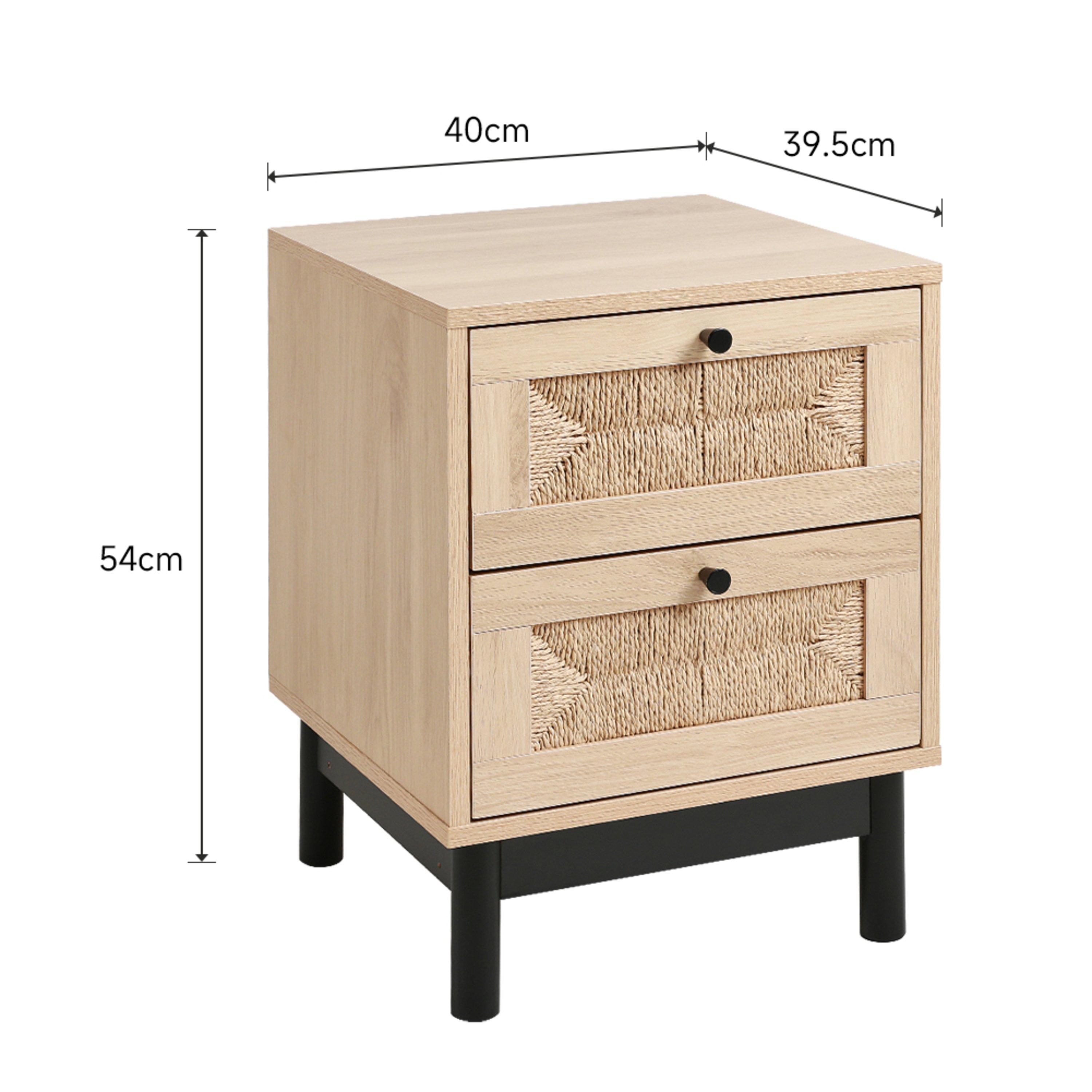 Beige - Kabinet UK - Woven Storage Cabinet with 2 Drawers - 11