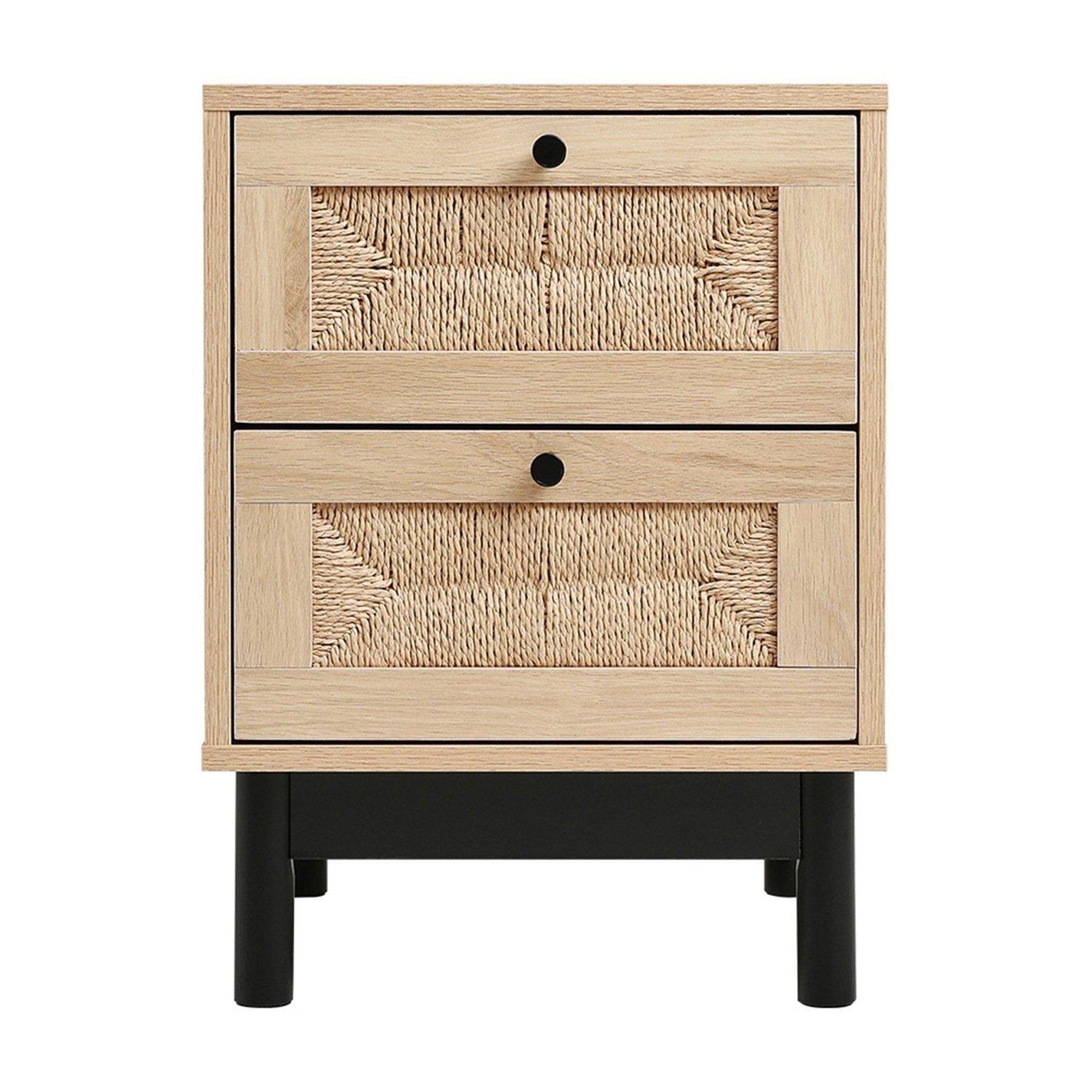 Beige - Kabinet UK - Woven Storage Cabinet with 2 Drawers - 3