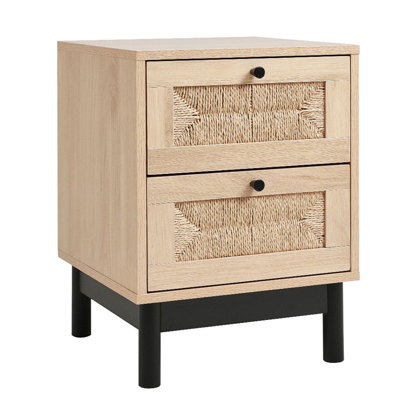 Beige - Kabinet UK - Woven Storage Cabinet with 2 Drawers - 4
