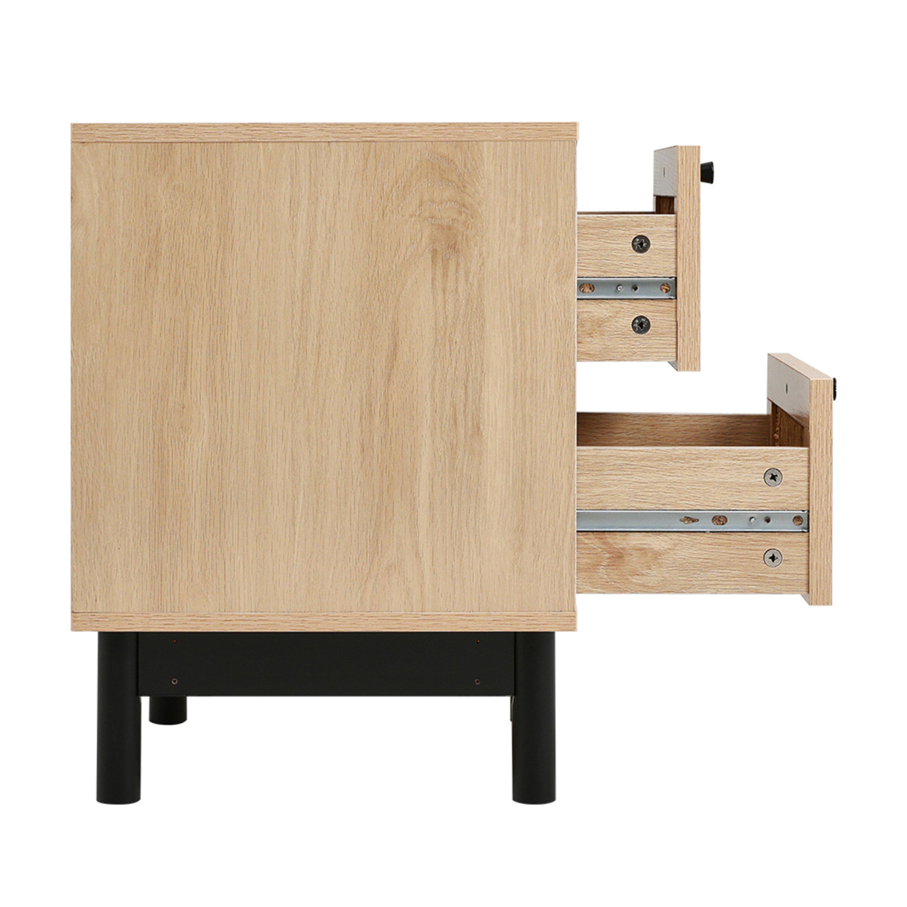 Beige - Kabinet UK - Woven Storage Cabinet with 2 Drawers - 5