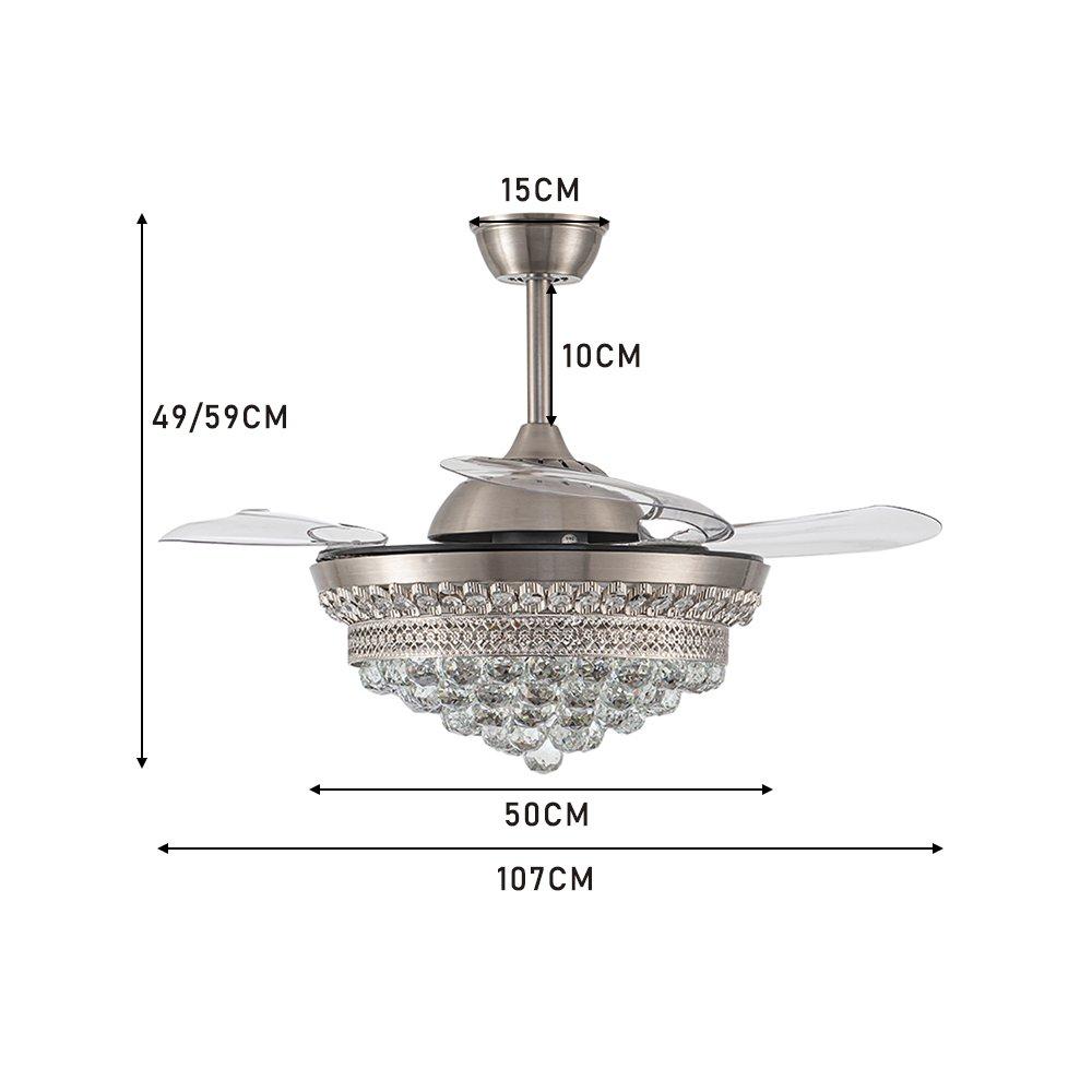 Silver - Kabinet UK - 42 inches Crystal LED Ceiling Fan - 7