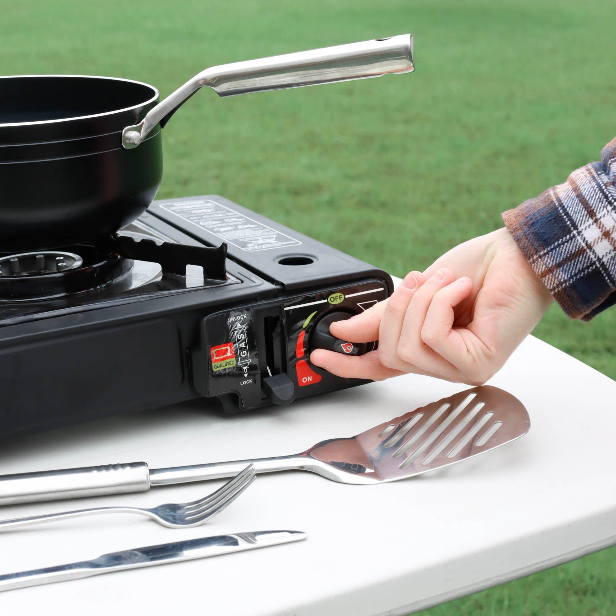 Black - Streetwize - Single Burner Portable Gas Stove - 4