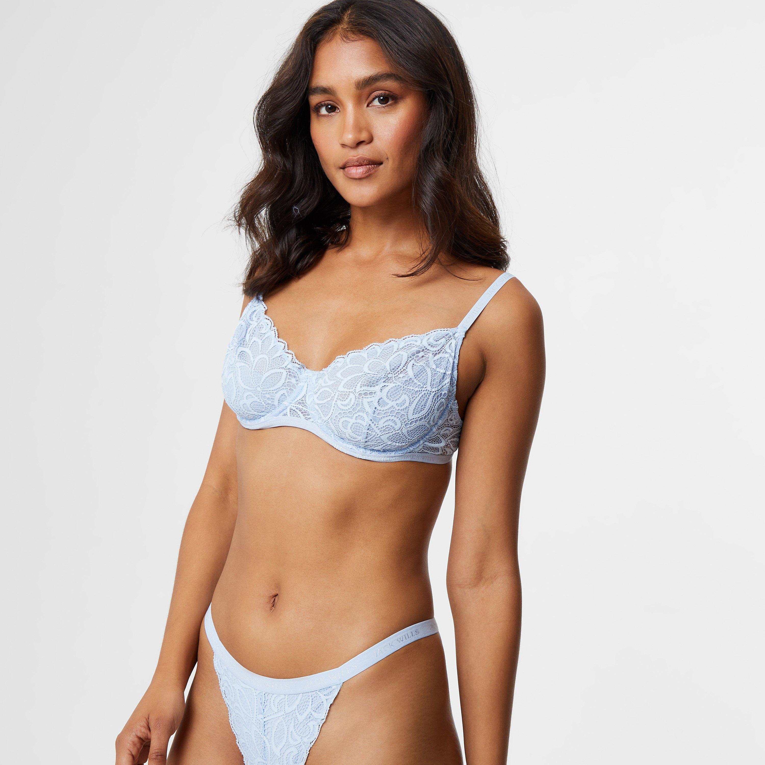 Bleu - Jack Wills - Embroidered Lace Underwire Bra - 4