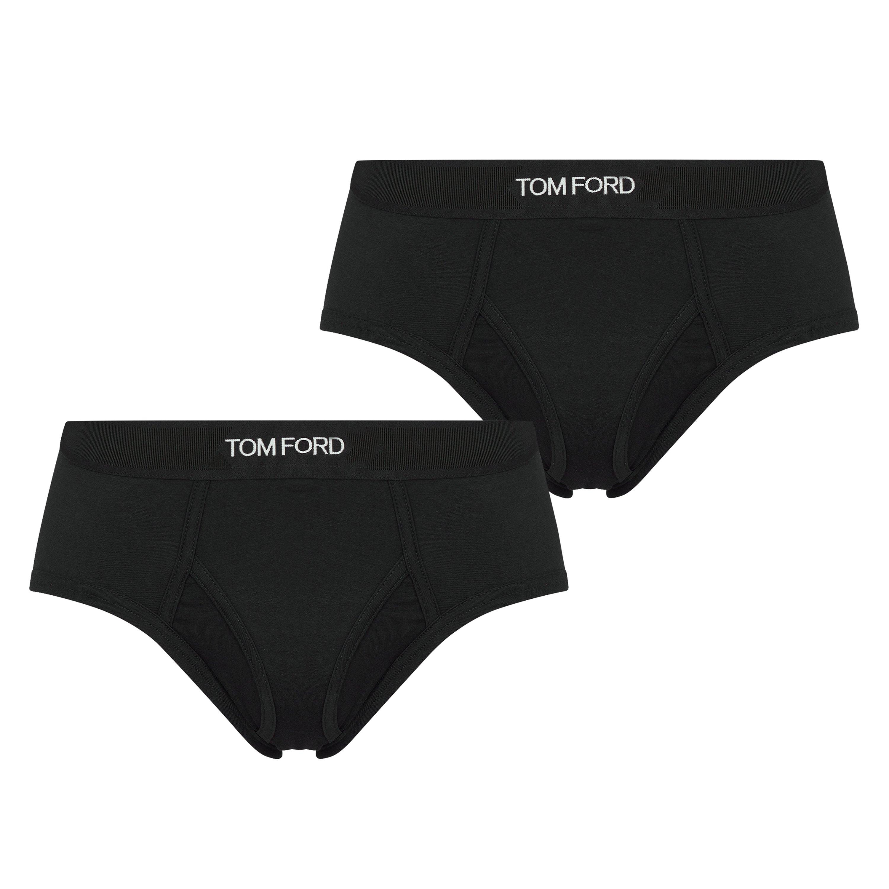 Tom Ford Men's Plain Cotton Briefs, 2-Pack - Black 002 - Medium