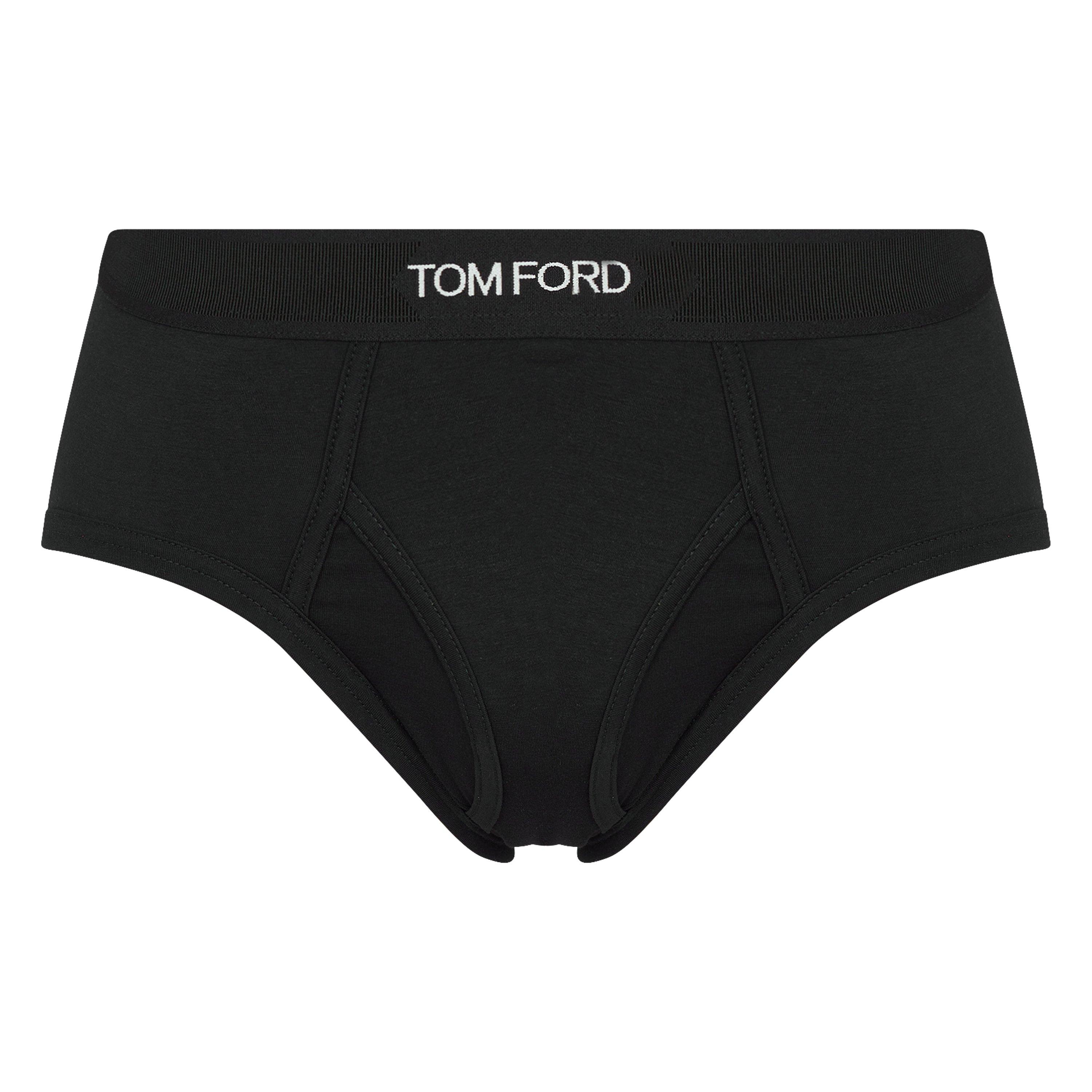 Black 002 - Tom Ford - Men's Plain Cotton Briefs, 2-Pack - 2
